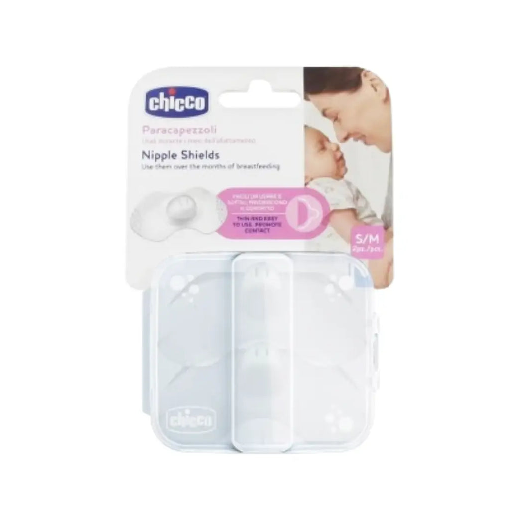 Chicco Nipple Shields Small/Medium 2 Pack | Breastfeeding Protection & Comfort Silicone Shields
