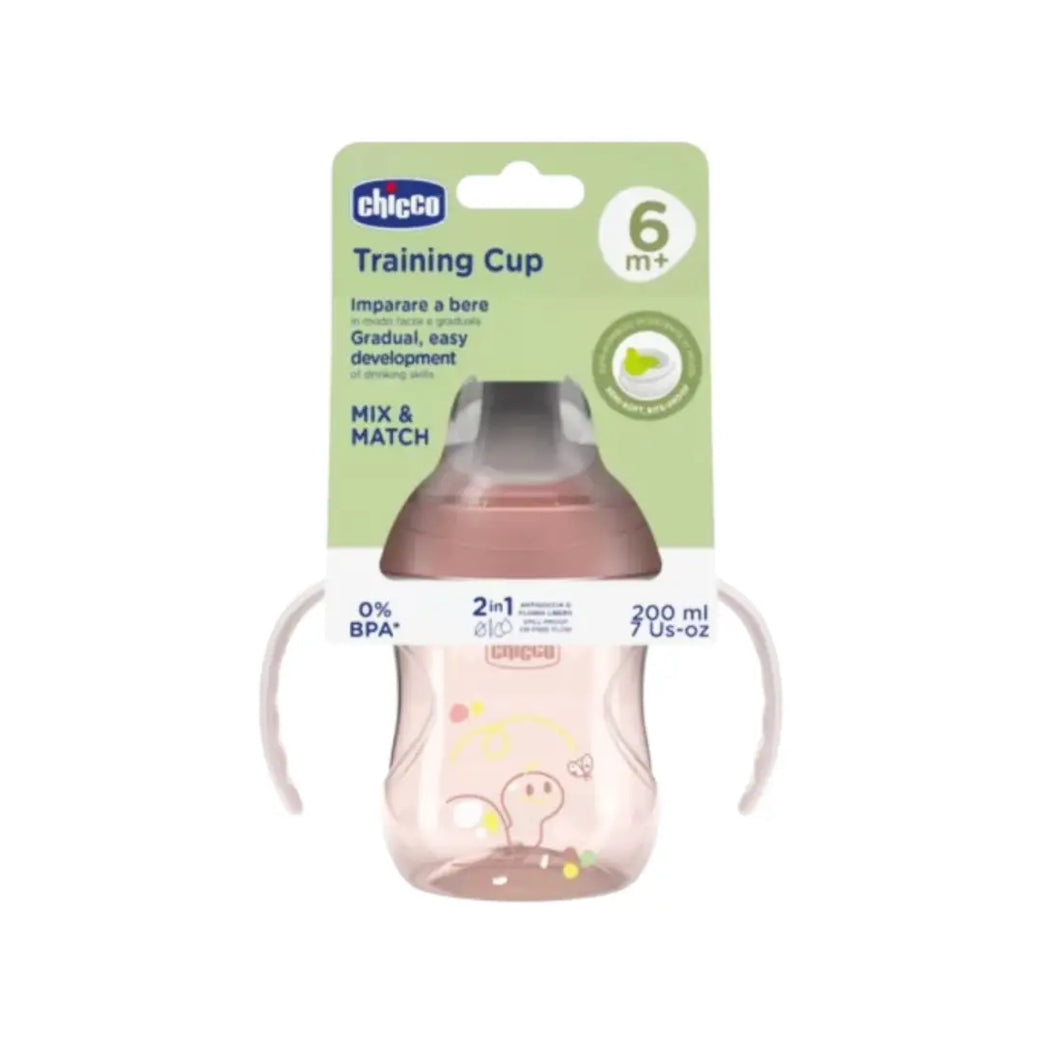 Chicco Training Cup 6M+ Pink| Spill-Proof Baby Transition Cup with Handles