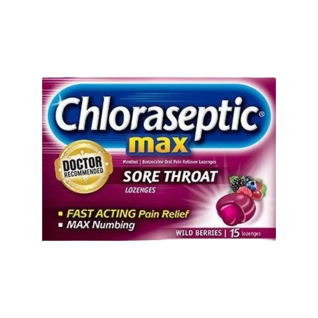 Chloraseptic Sore Throat Lozenges Wild Berries – fast-soothing lozenges for throat discomfort