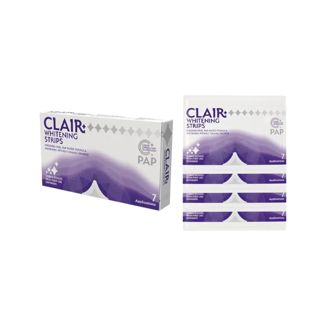 Clair Whitening Strips 7s | Teeth Whitening Strips for Bright Smile | Peroxide-Free Color Correction Dental Care