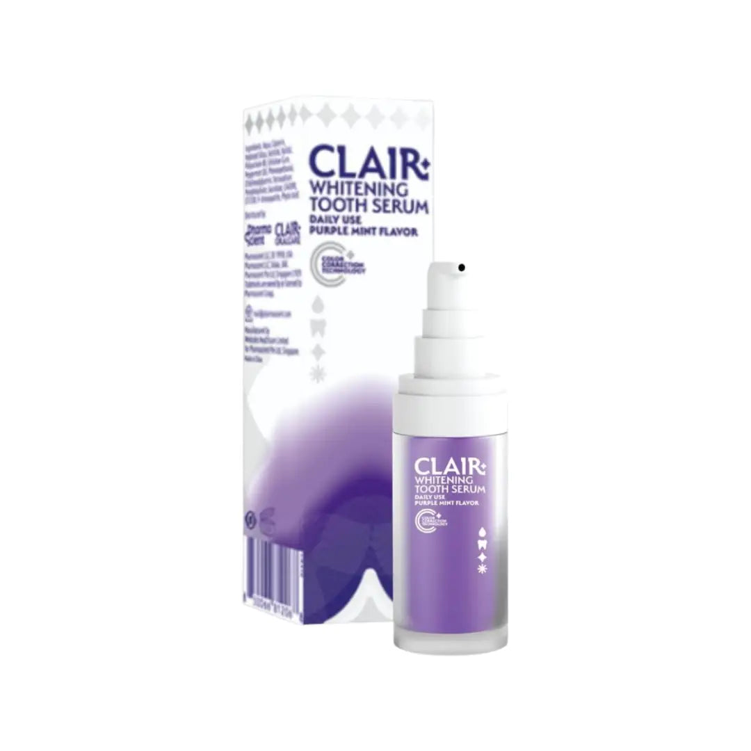 Clair Whitening Tooth Serum 30ml | Peroxide-Free Teeth Brightening Serum | Color Correction Technology | Daily Oral Care