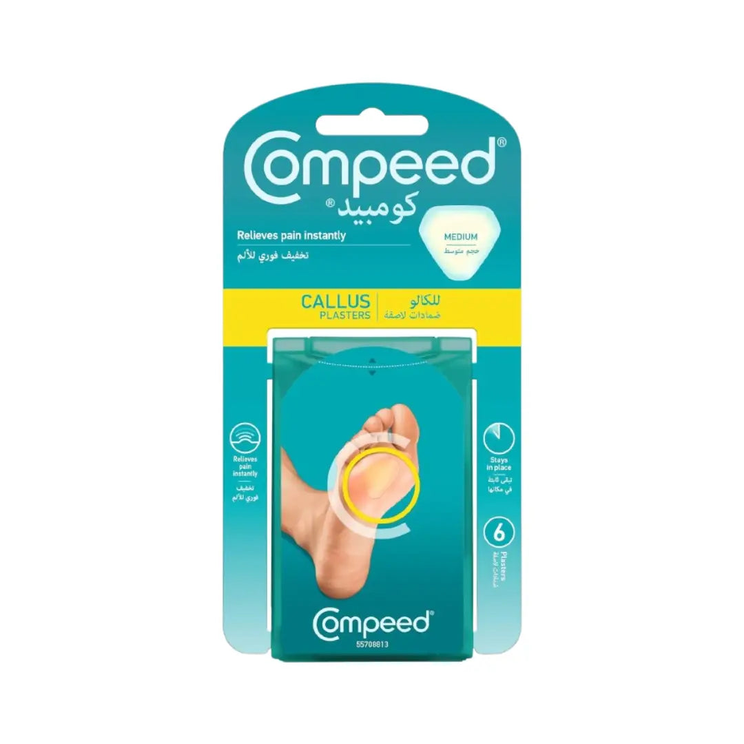 Compeed Callus Plasters Medium 6s | Hydrocolloid Cushion for Callus Protection & Foot Comfort