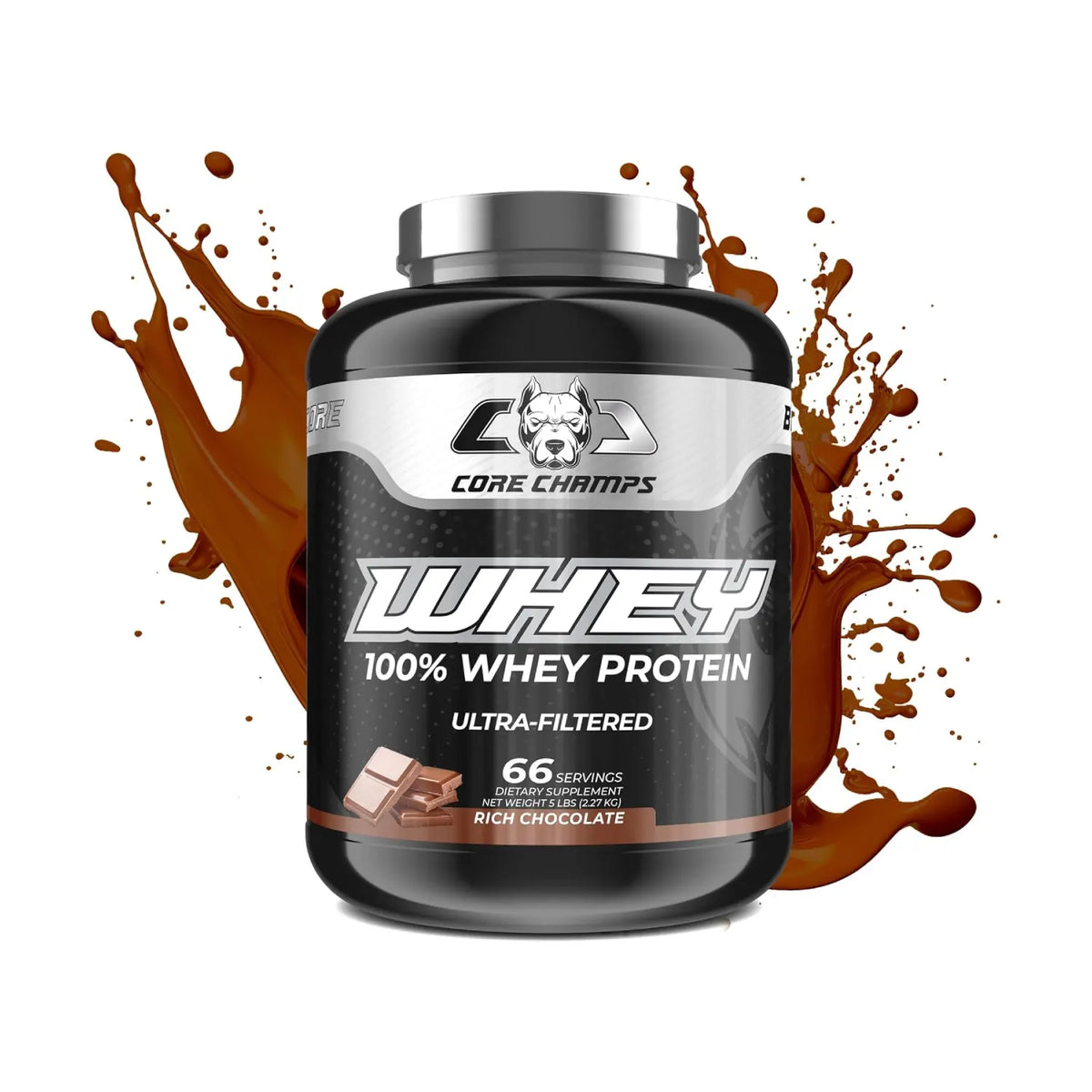 Core Champs 100% Whey Protein 5lb Rich Chocolate Serv 66