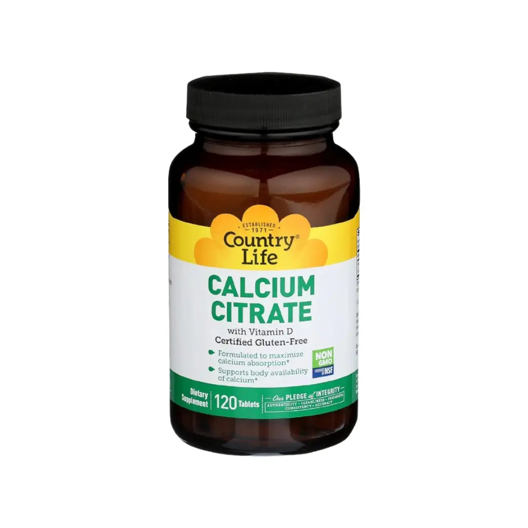 Country Life Calcium Citrate with Vitamin D Tablets 120s | Bone Health & Calcium Support Supplement