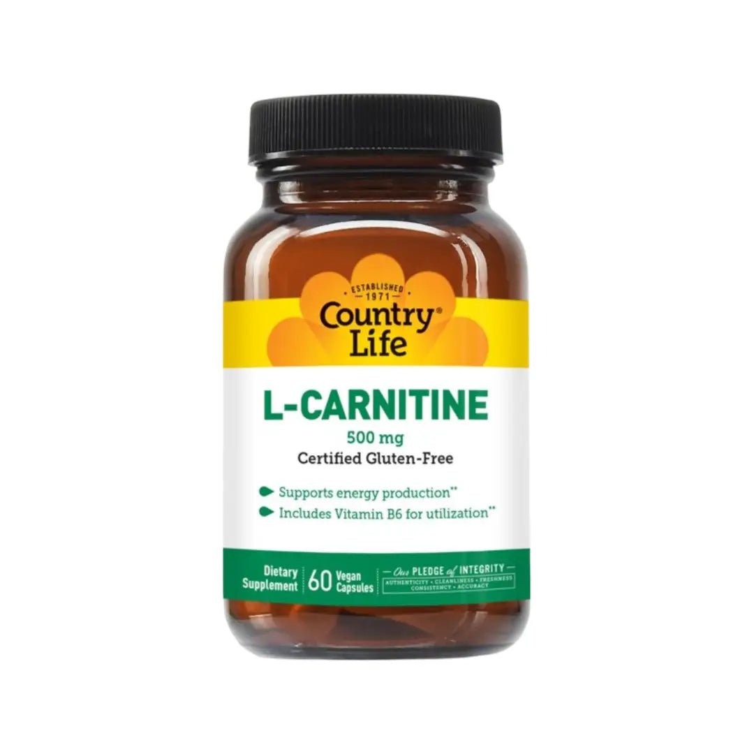 Country Life L-Carnitine 500mg Capsules 60s bottle – amino acid supplement with Vitamin B6