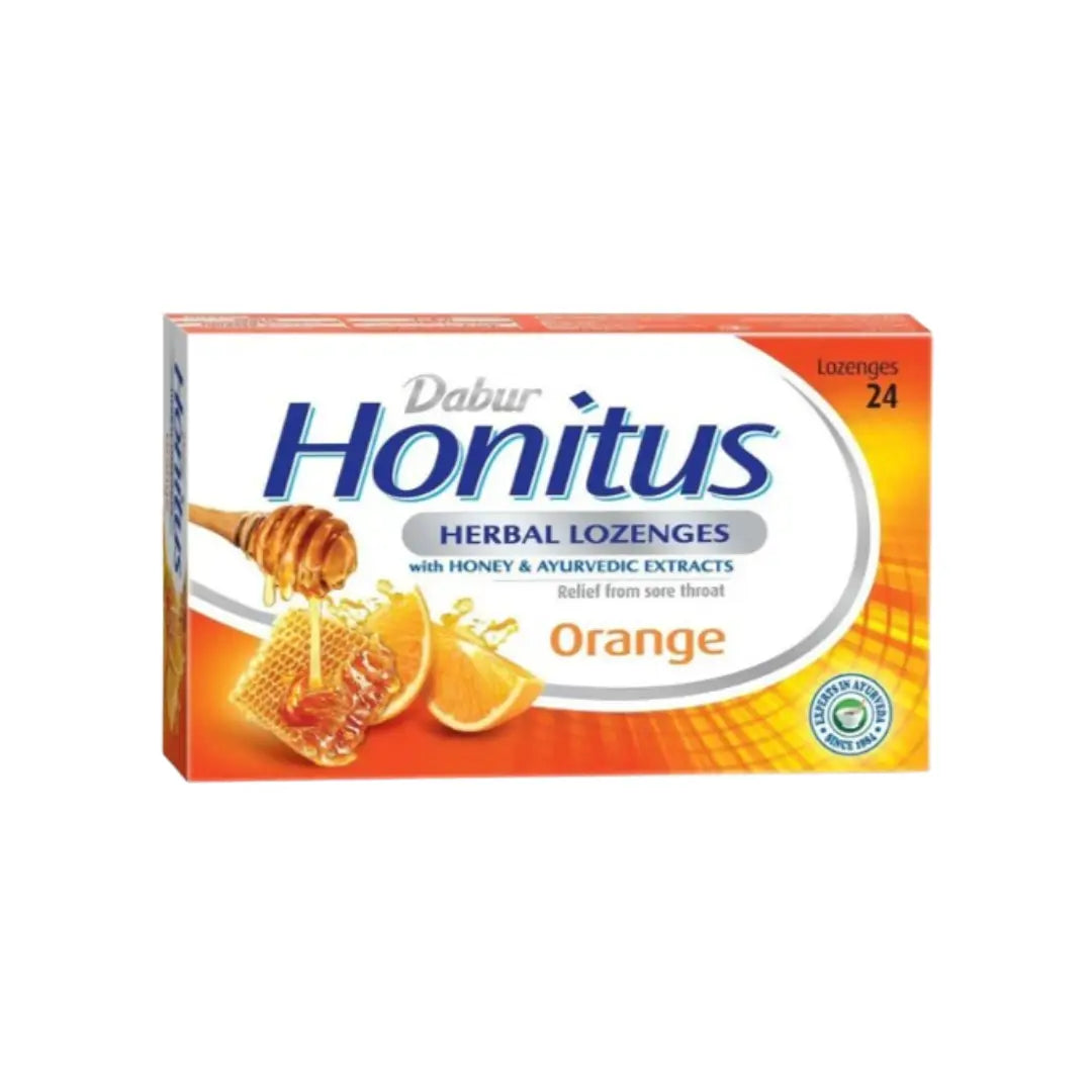 Dabur Honitus Herbal Lozenges Orange 24s | Ayurvedic Honey & Herbal Throat Lozenges for Soothing Relief & Fresh Breath