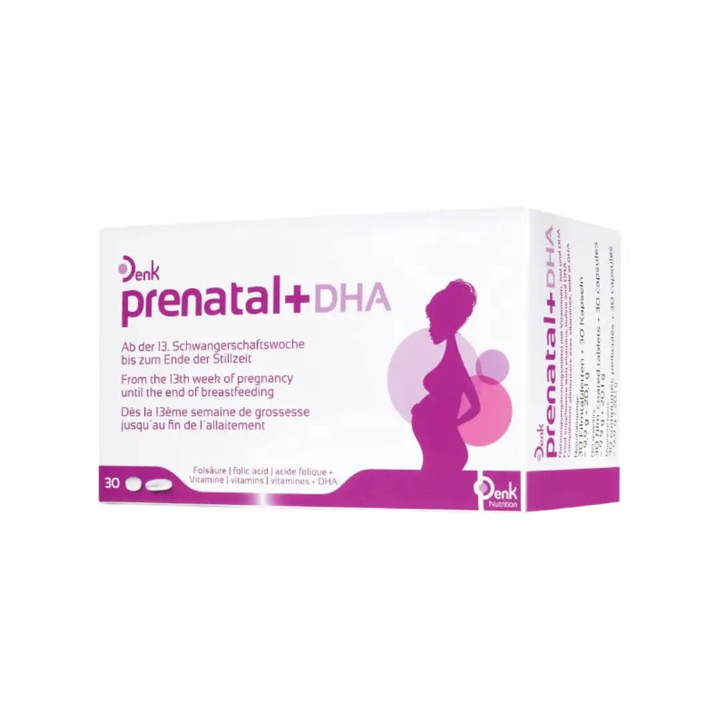 Denk Prenatal + DHA Tablets & Capsules 30 Count – Multinutrient Supplement with Omega-3 for Daily Nutritional Support