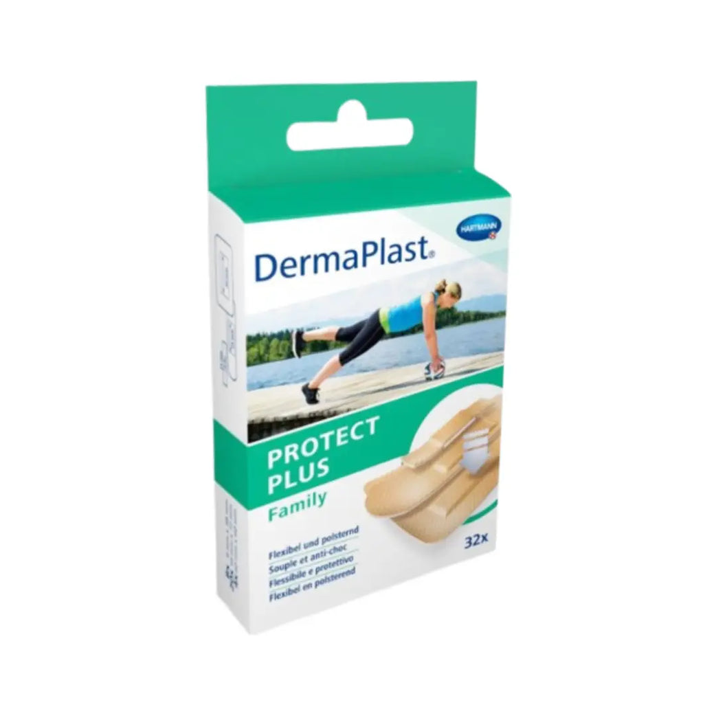 DermaPlast Protect Plus Family 32s (522860) | Waterproof Adhesive First Aid Plasters for Cuts & Wounds