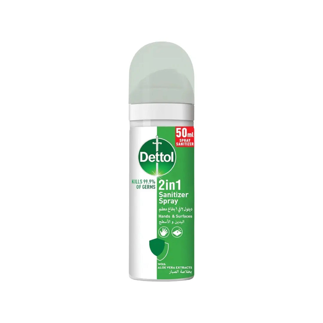Dettol 2in1 Sanitizer Spray 50ml | Hand & Surface Sanitizer with Aloe Vera