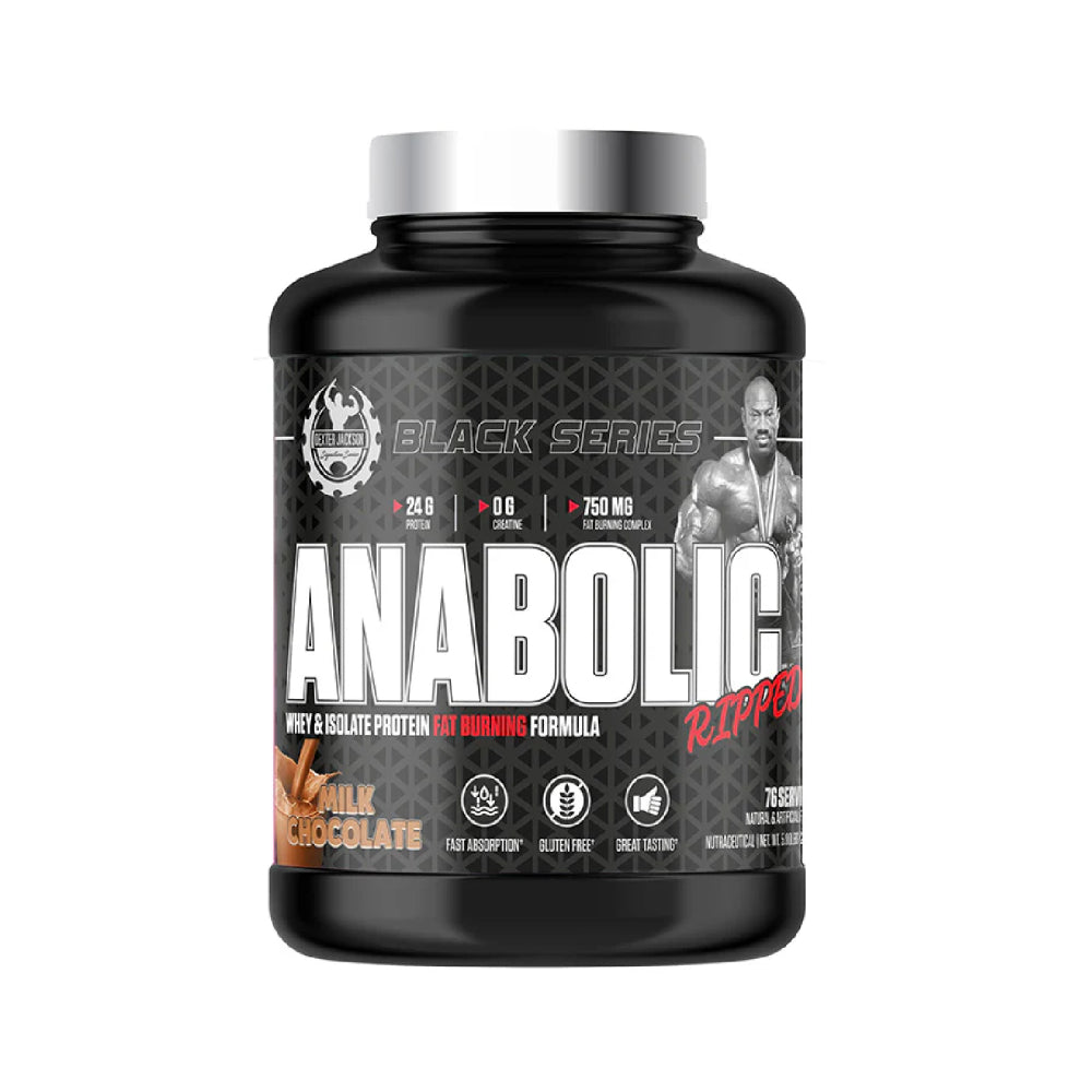 Dexter Jackson Black Series Anabolic Ripped Whey & Isolate Protein Fat Burner Milk Chocolate 5 lbs
