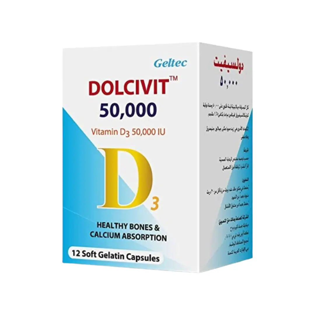 Dolcivit Vitamin D3 50,000 IU Softgel Capsules 12 Count – High Strength Vitamin D Supplement