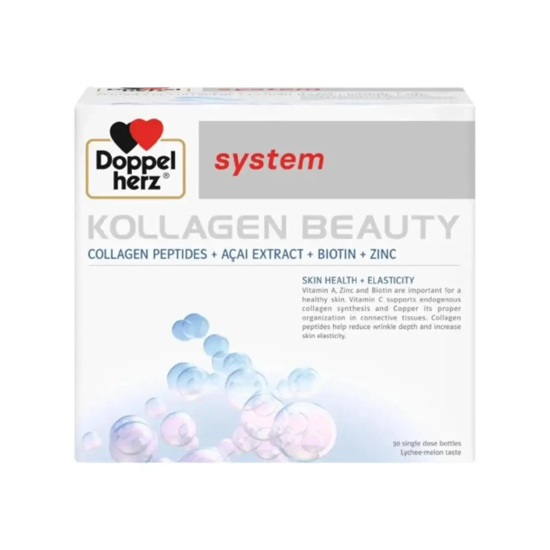 Doppelherz System Kollagen Beauty Vials 30s – Collagen Peptides & Vitamins Skin Support Drink