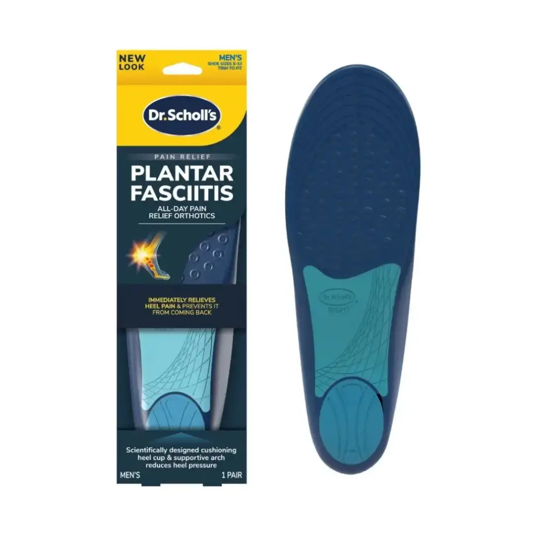 Dr. Scholl’s Plantar Fasciitis Cushion Men’s Insoles Size 8–13 | Shock Absorbing Heel & Arch Support Orthotic Inserts