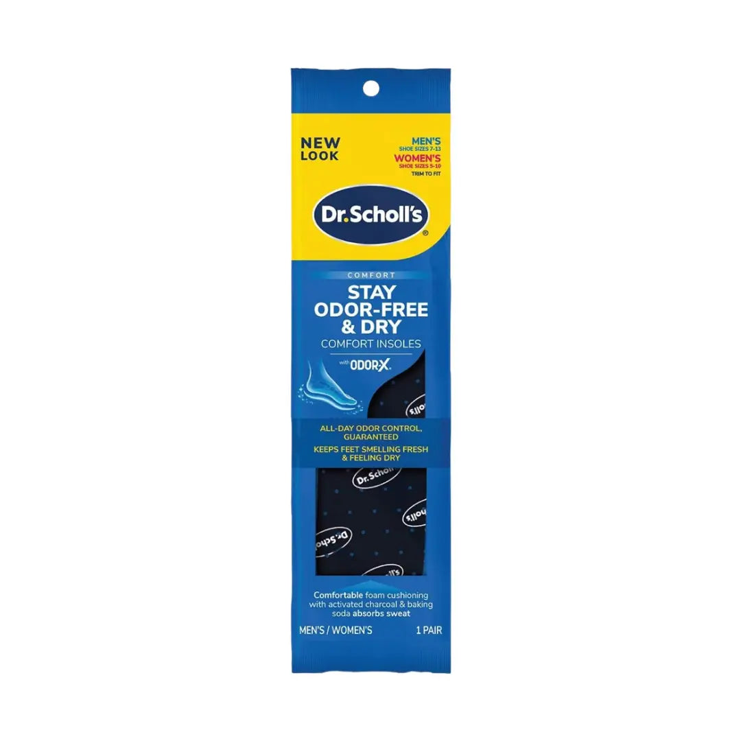 Dr. Scholl’s Stay Odor Free & Dry Comfort Insoles – 1 Pair | Odor Control & Sweat Absorbing Shoe Inserts