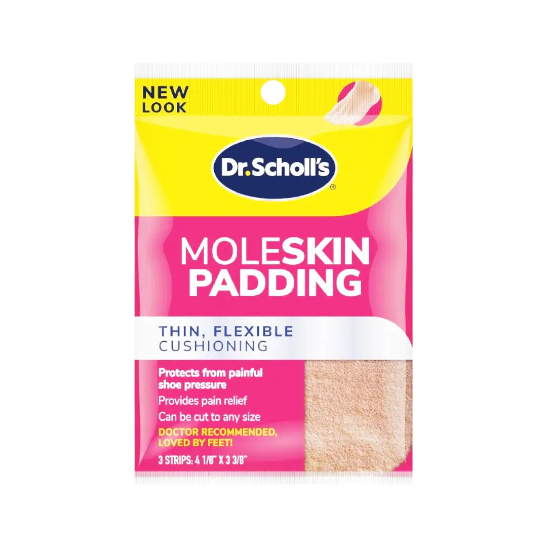 Dr. Scholl’s Moleskin Padding 3s | Soft Adhesive Cushioning Padding for Corns, Calluses & Friction Protection