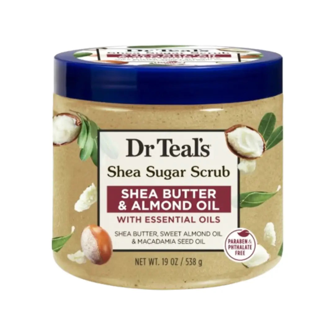 Dr. Teal’s Shea Sugar Scrub Shea Butter & Almond Oil 538g – Exfoliating Body Scrub
