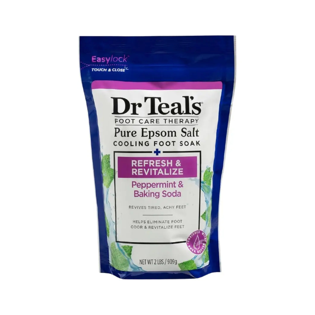 Dr. Teal’s Pure Epsom Salt Cooling Foot Soak Peppermint & Baking Soda 909g – Refreshing Foot Care Soak