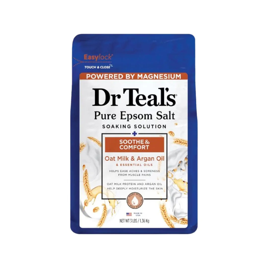Dr. Teal’s Pure Epsom Salt Soothe & Comfort Oat Milk & Argan Oil 1.36kg – Relaxing Bath Soak