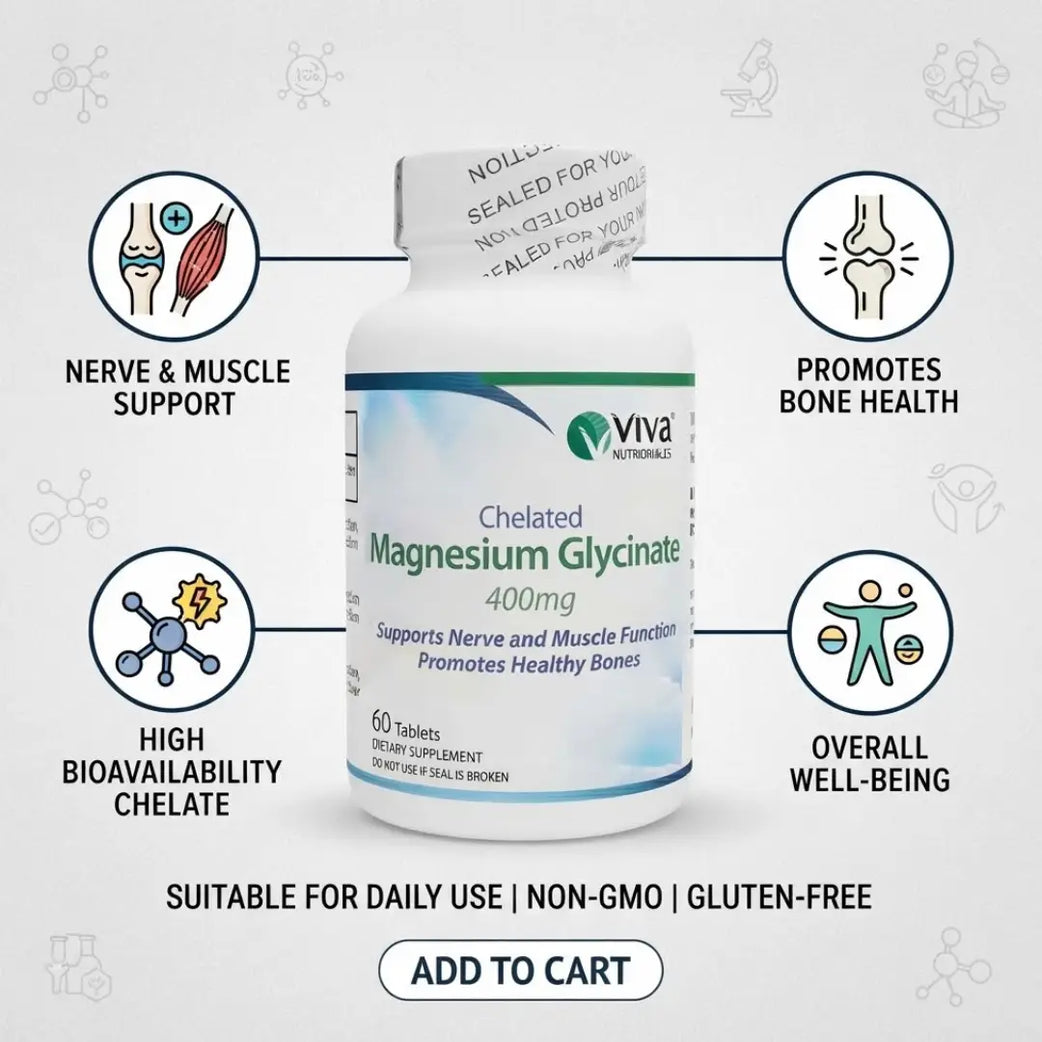 Viva Chelated Magnesium Glycinate 400mg Tablets 60s