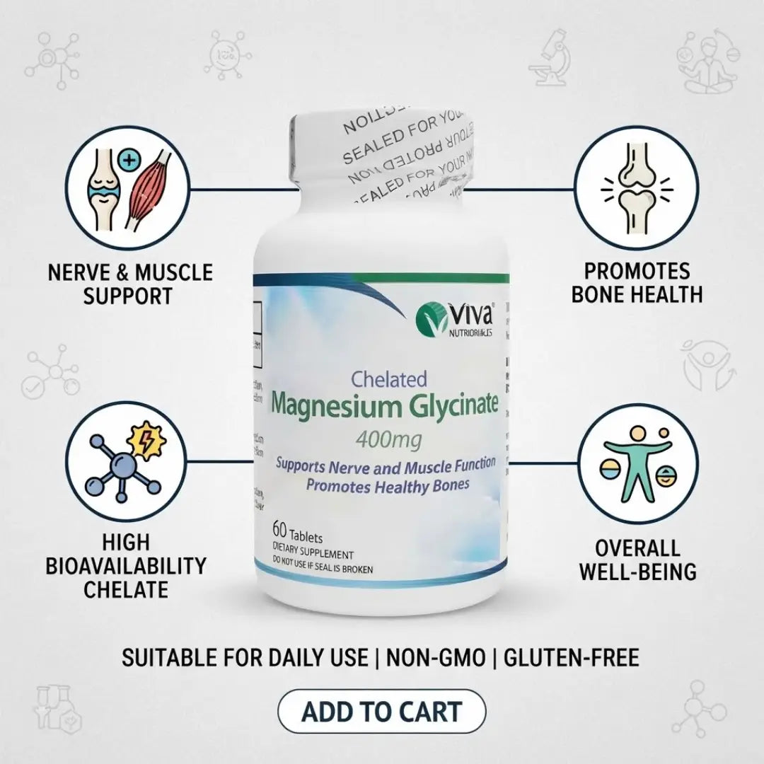 Viva Chelated Magnesium Glycinate 400mg Tablets 60s
