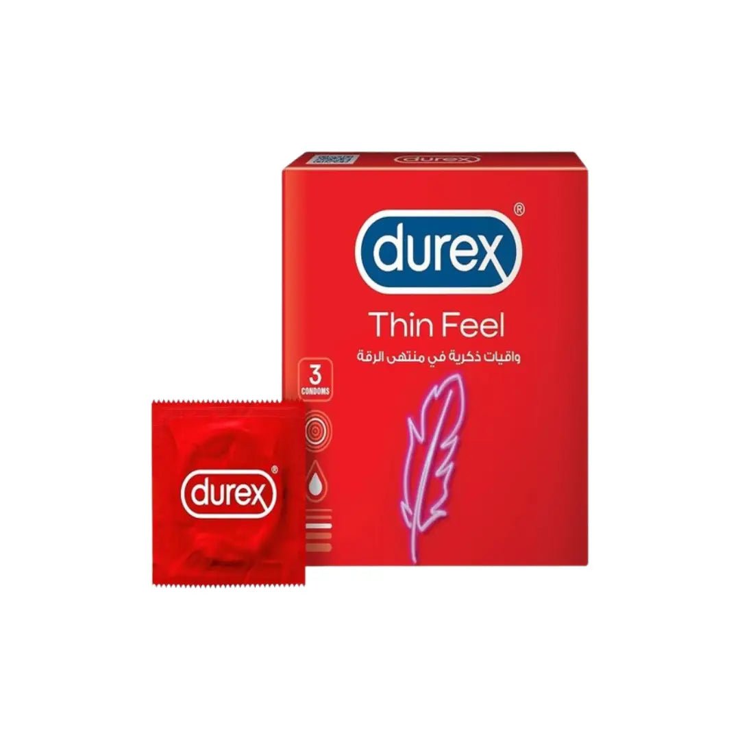 Durex Thin Feel Condoms 3s Ultra Fine Latex Condoms for Natural Sensation and Comfort