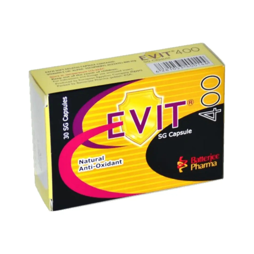 EVIT 400mg Softgel Capsules 30s – Vitamin E Antioxidant Supplement