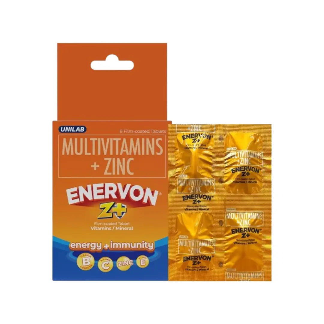 Enervon Multivitamins + Zinc Tablets 8s | Daily Vitamin Supplement with Vitamin C & B-Complex | Immune & Energy Support