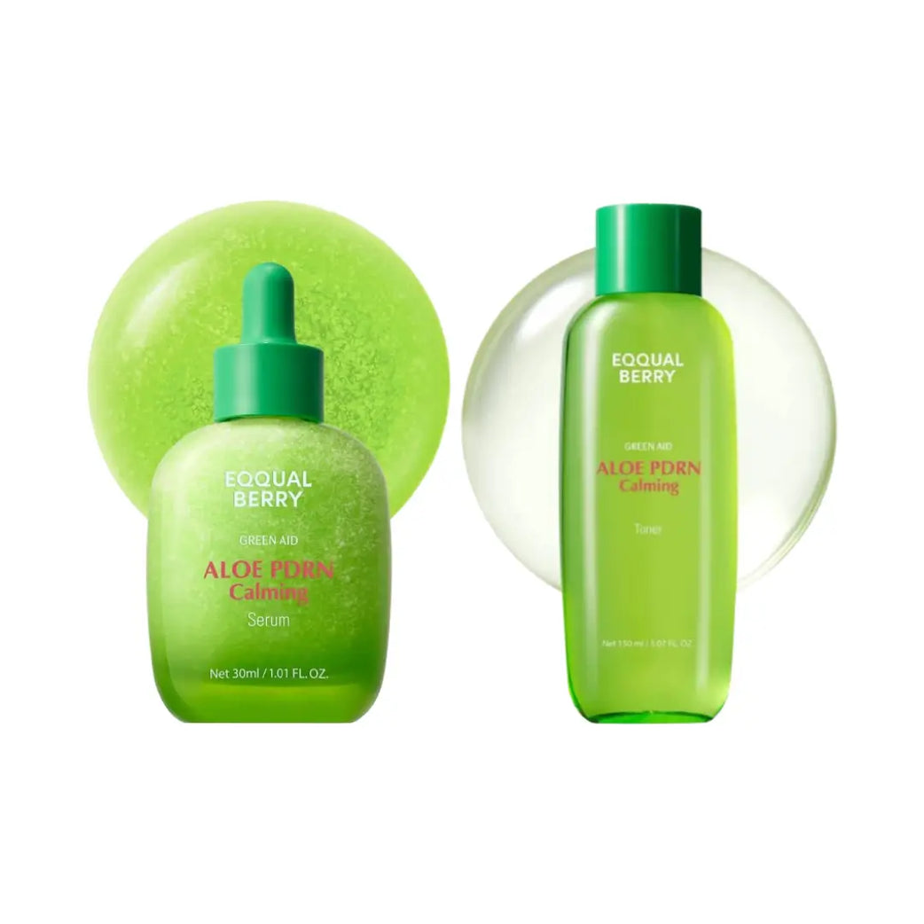 Eqqual Berry Aloe PDRN Calming Skincare Set | Soothing Toner 150ml & Hydrating Serum 30ml