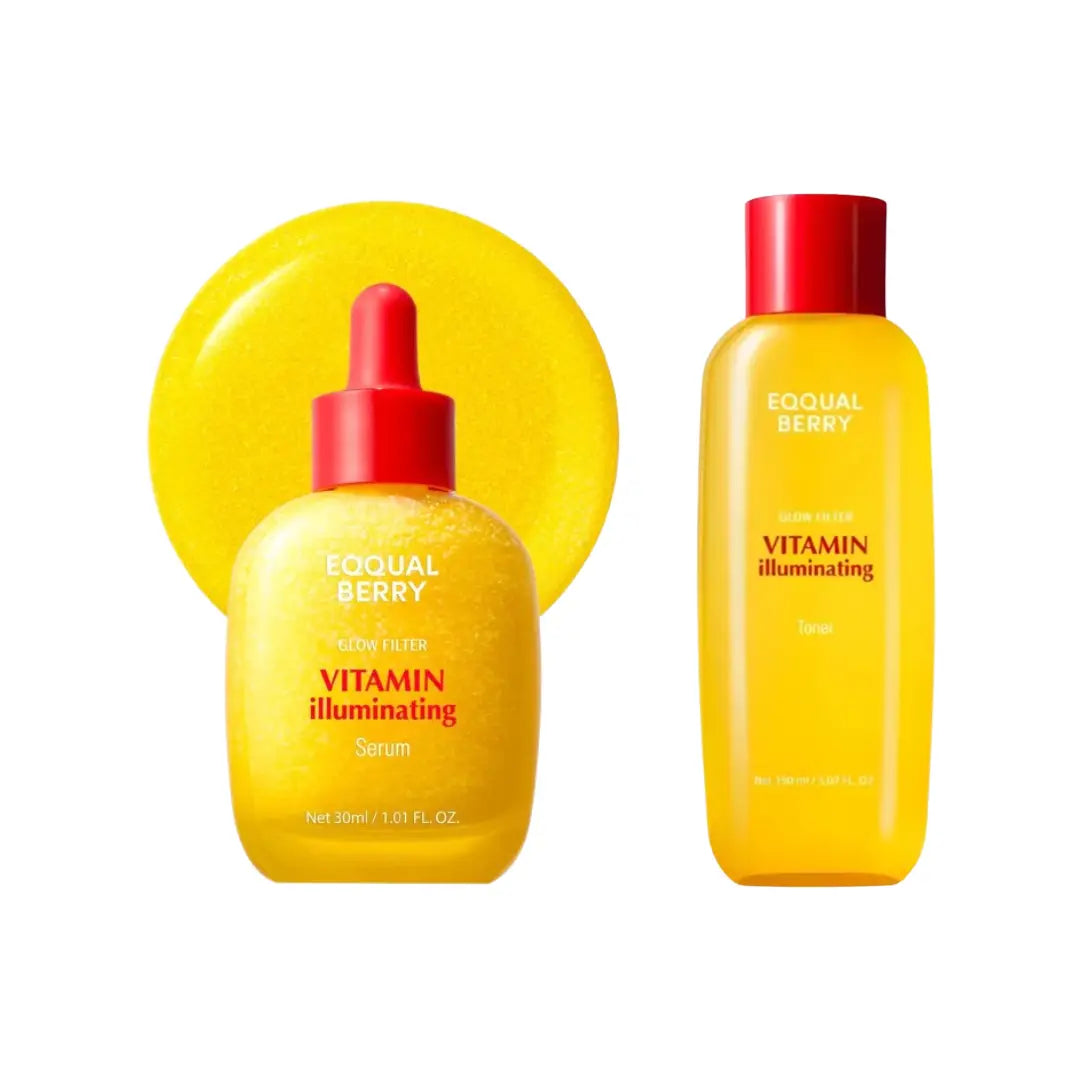 Eqqual Berry Vitamin Illuminating Skincare Set | Brightening Serum 30ml & Hydrating Toner 150ml