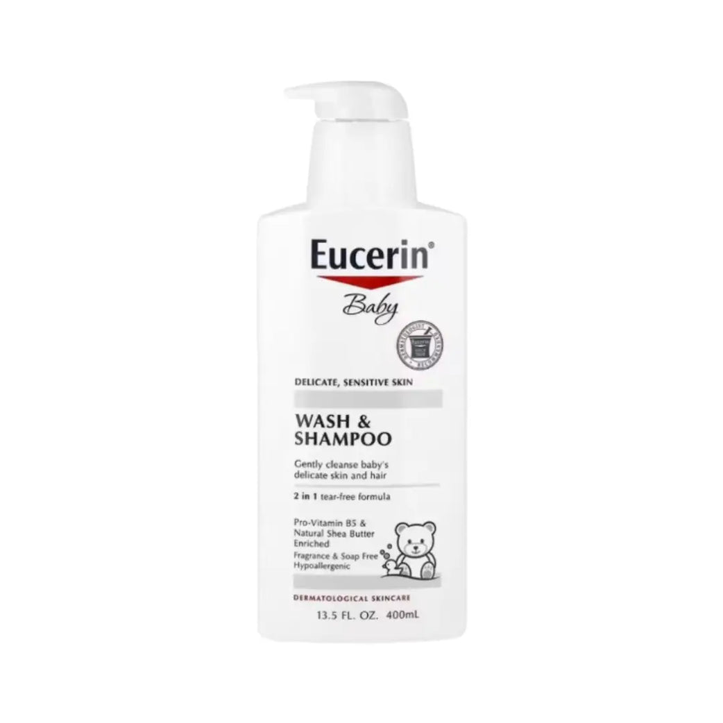 Eucerin Baby Wash & Shampoo 400ml – Gentle Soap-Free Cleanser for Sensitive Skin & Hair