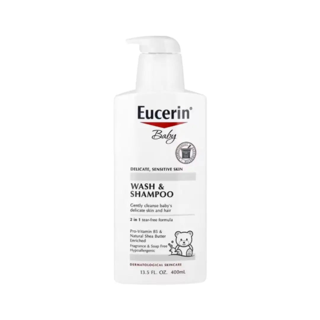 Eucerin Baby Wash & Shampoo 400ml – Gentle Soap-Free Cleanser for Sensitive Skin & Hair