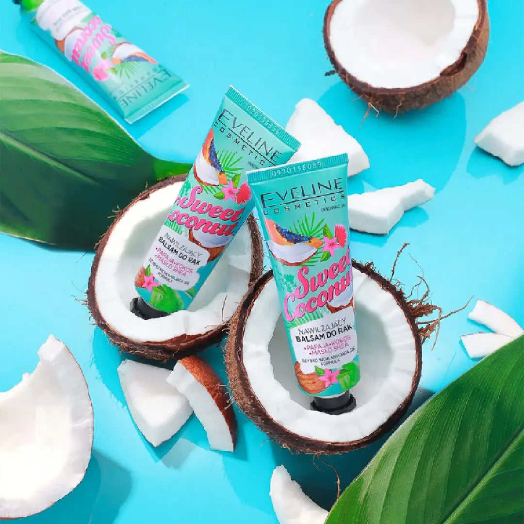 Eveline Sweet Coconut Moisturising Hand Balm 50ml – Coconut Oil & Shea Butter Hand Cream