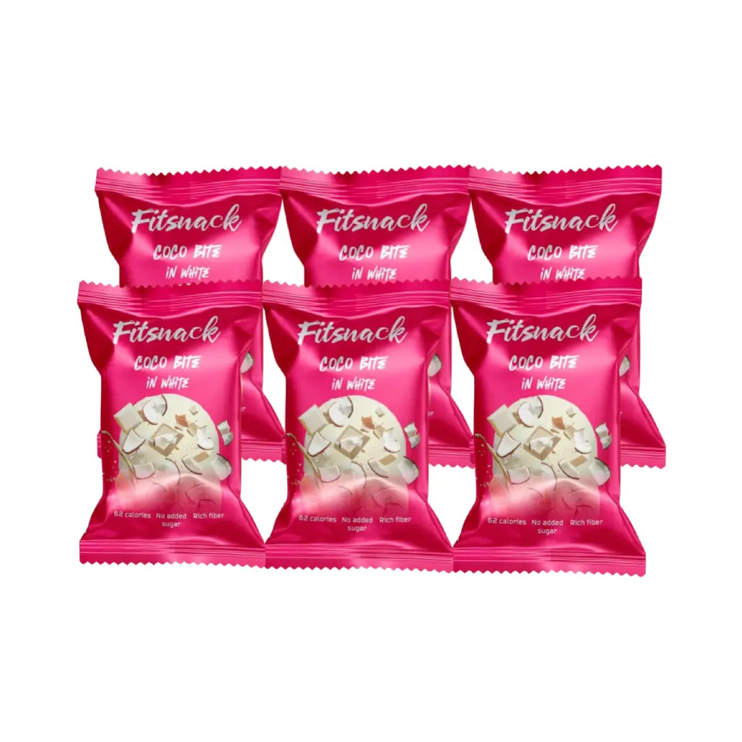 Fitsnack Coco Bite in White Chocolate 15g | Coconut Snack Bite