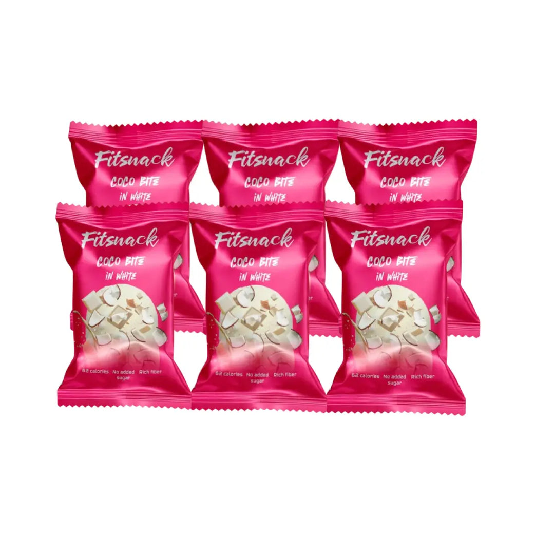 Fitsnack Coco Bite in White Chocolate 15g | Coconut Snack Bite