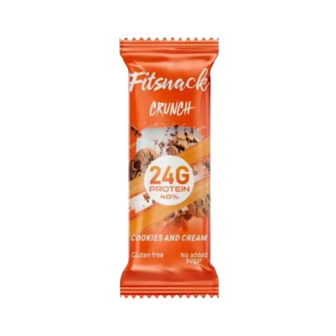 Fitsnack Crunch Protein Bar Cookies & Cream with Collagen 60g | High Protein Snack Bar