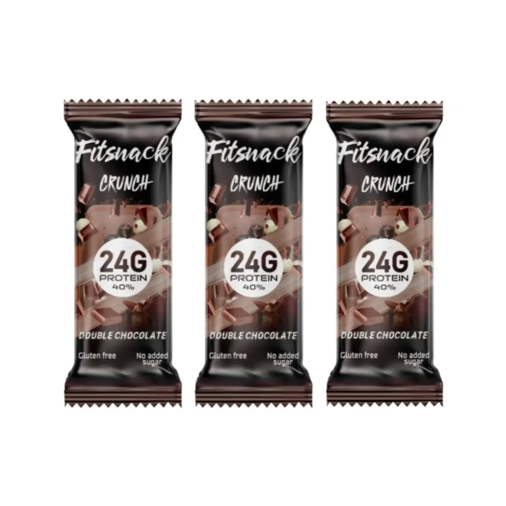 Fitsnack Crunch Protein Bar Double Chocolate with Collagen 60g | High Protein Snack Bar