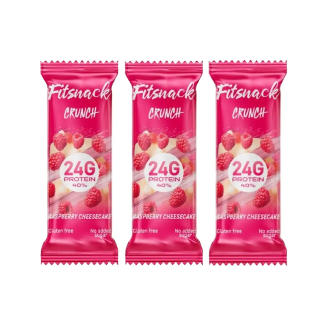 Fitsnack Crunch Protein Bar Raspberry Cheesecake with Collagen 60g | High Protein Snack Bar