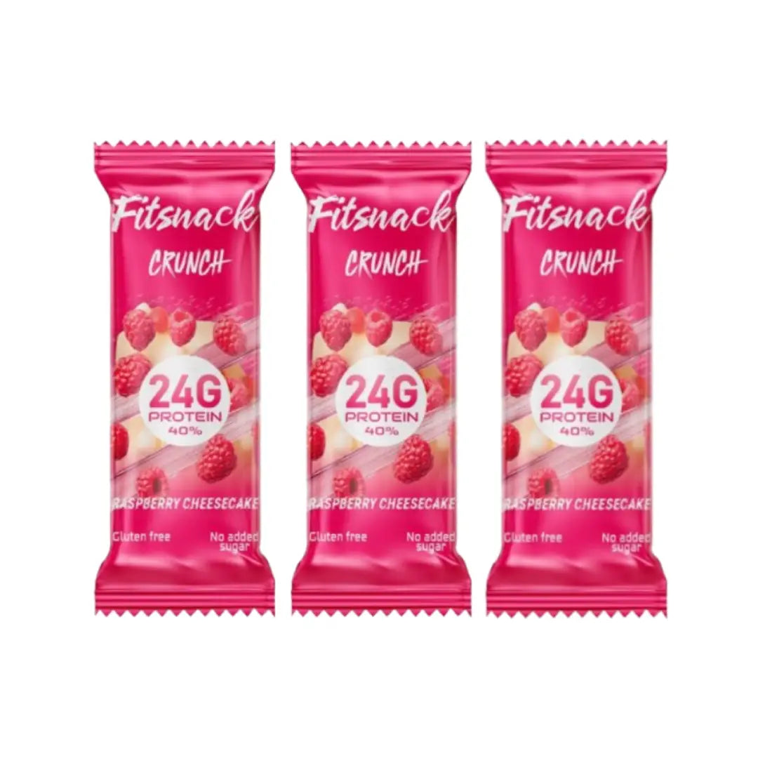 Fitsnack Crunch Protein Bar Raspberry Cheesecake with Collagen 60g | High Protein Snack Bar