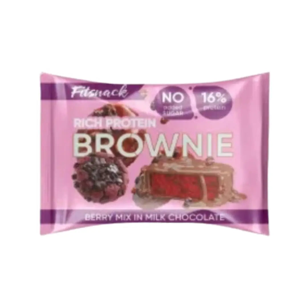 Fitsnack Protein Brownie Berry Mix in White Chocolate 50g | High Protein Snack