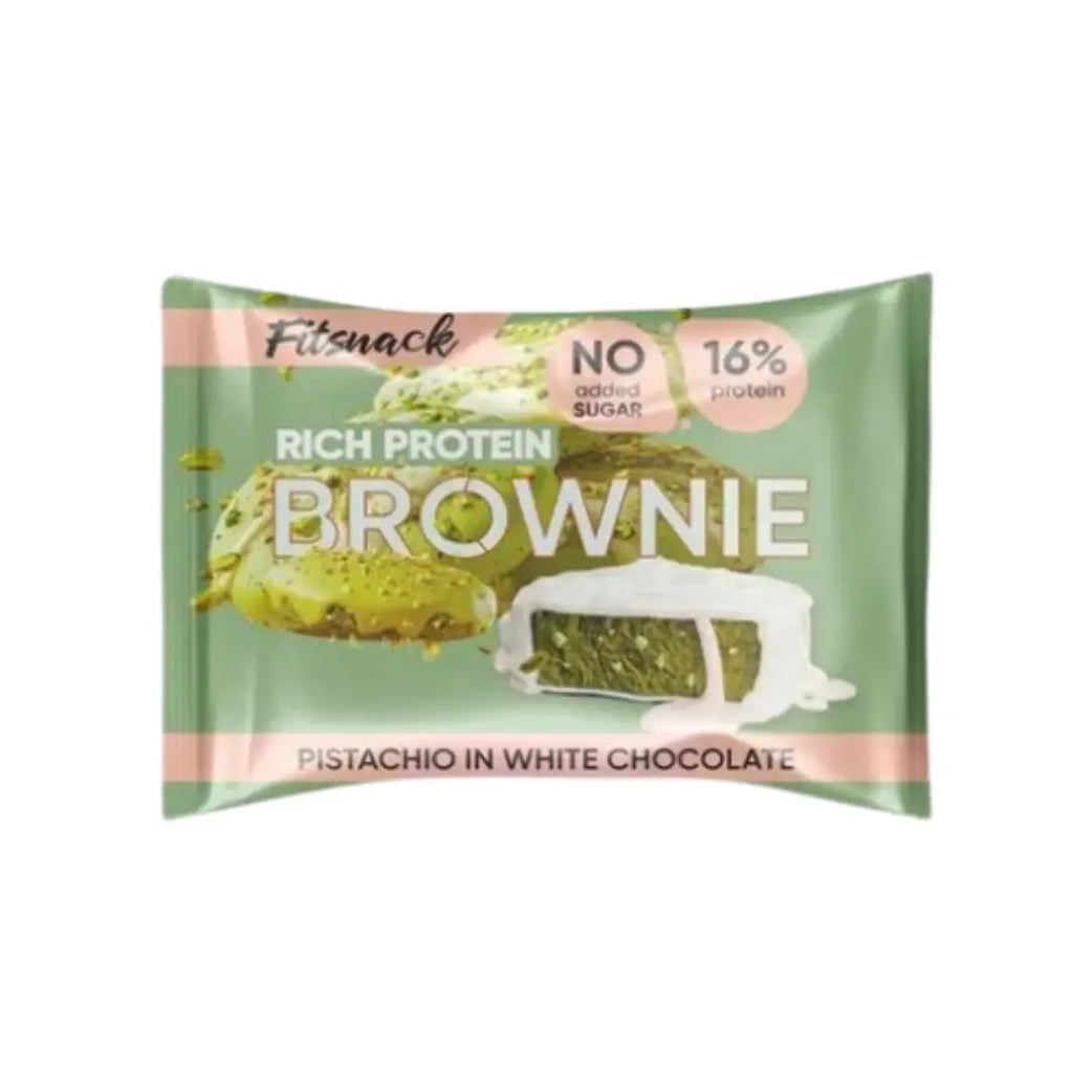 Fitsnack Protein Brownie Pistachio in White Chocolate 50g | High Protein Snack