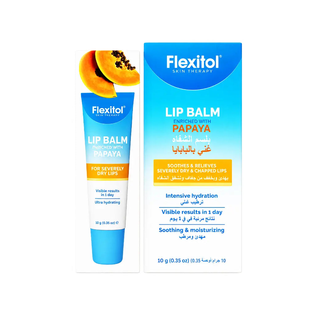 Flexitol Lip Balm with Papaya 10g – Moisturizing Lip Care Balm for Dry & Chapped Lips