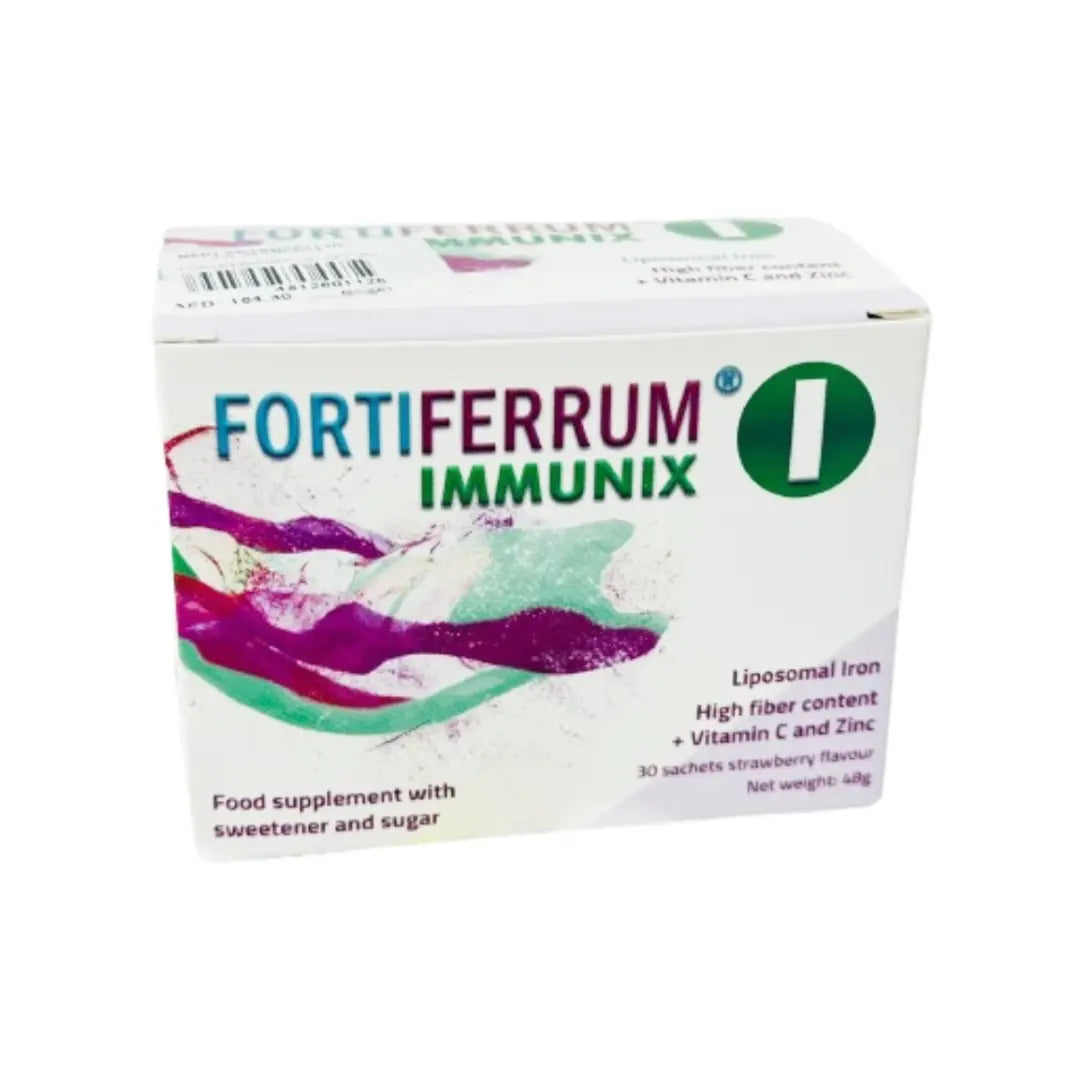 Fortiferrum Immunix Strawberry Sachets 30 Count – Iron & Vitamin Supplement Powder for Daily Nutritional Support