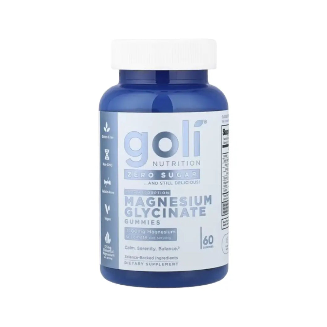 GOLI Magnesium Glycinate Gummies 60s Raspberry Flavored Vegan Magnesium Supplement