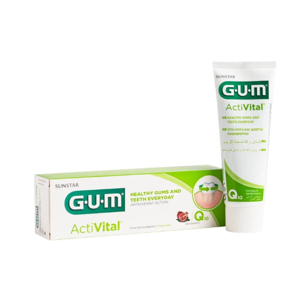 GUM ActiVital Toothpaste 75ml | Anti-Plaque Toothpaste with CoQ10 | Gum Care, Enamel Protection & Fresh Mint