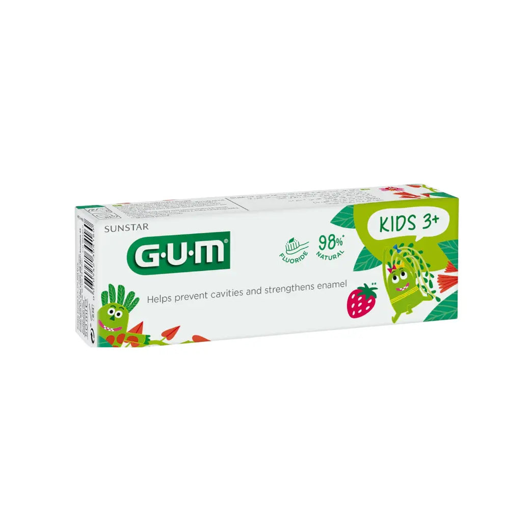 GUM Kids Fluoride Toothpaste 3+ Years 50ml | Strawberry Kids Toothpaste | Cavity Protection & Enamel Care