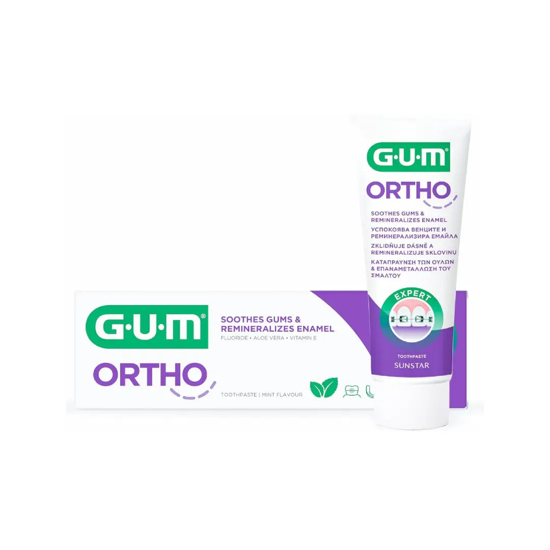 GUM Ortho Mint Toothpaste 75ml | Orthodontic Toothpaste for Braces | Fluoride Enamel Protection & Gum Care