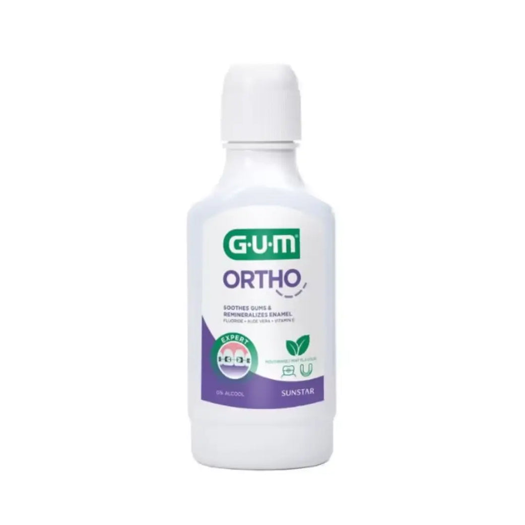 GUM Ortho Mouthrinse Mint 300ml | Orthodontic Mouthwash for Braces Care | Fresh Breath & Oral Hygiene