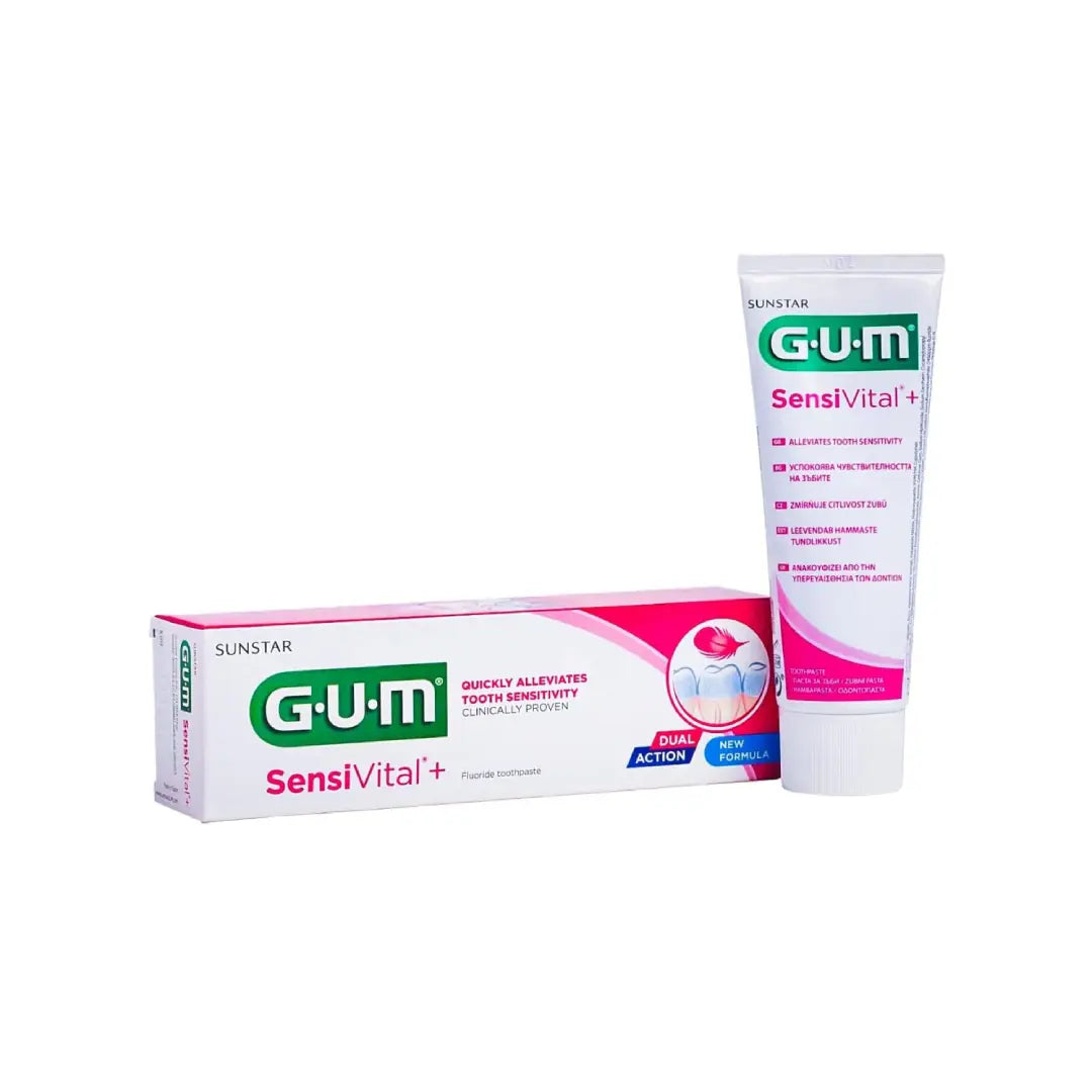 GUM SensiVital+ Dual Action Fluoride Toothpaste 75ml | Sensitive Teeth Toothpaste | Enamel Protection & Pain Relief