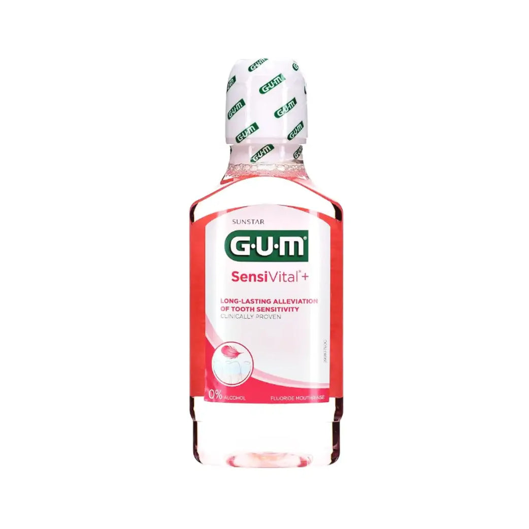GUM SensiVital+ Fluoride Mouthrinse 300ml | Sensitive Teeth Mouthwash | Enamel Care & Fresh