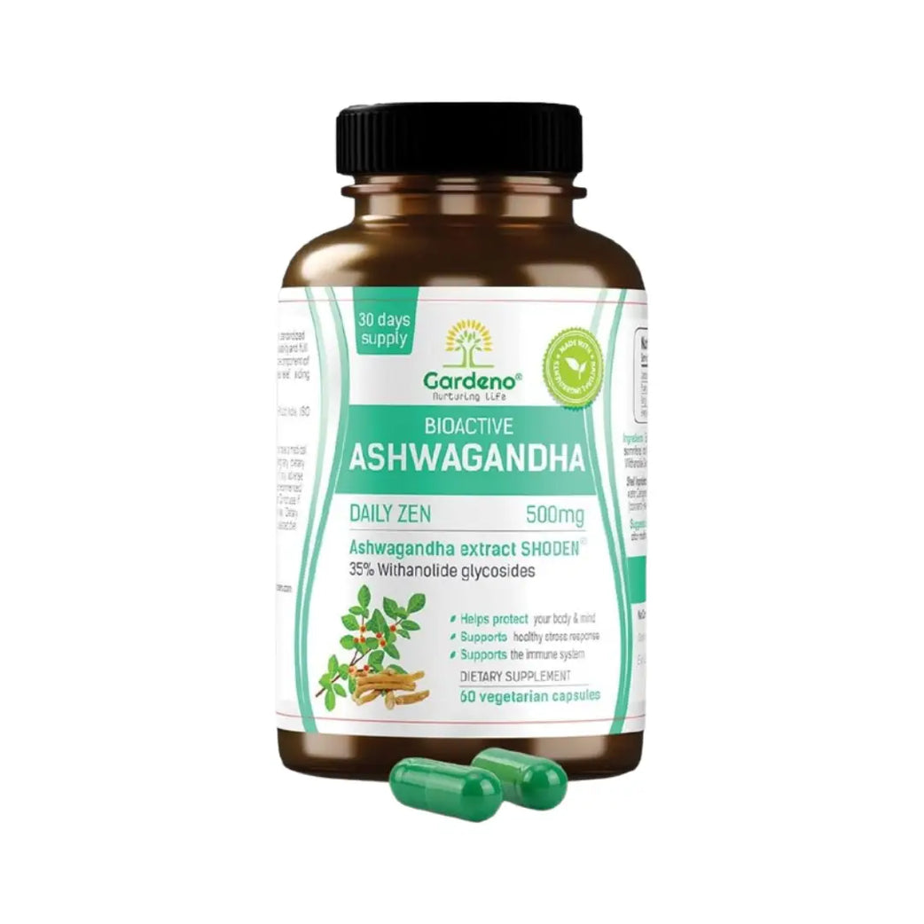 Gardeno Bioactive Ashwagandha 500mg Capsules 60s – High Potency Herbal Supplement for Stress & Daily Wellness Support